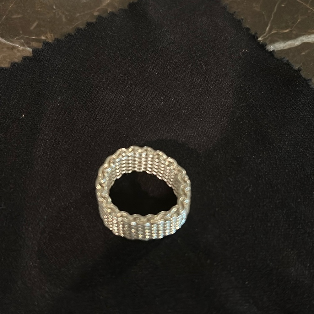 Authentic Tiffany & Co sterling silver mesh ring